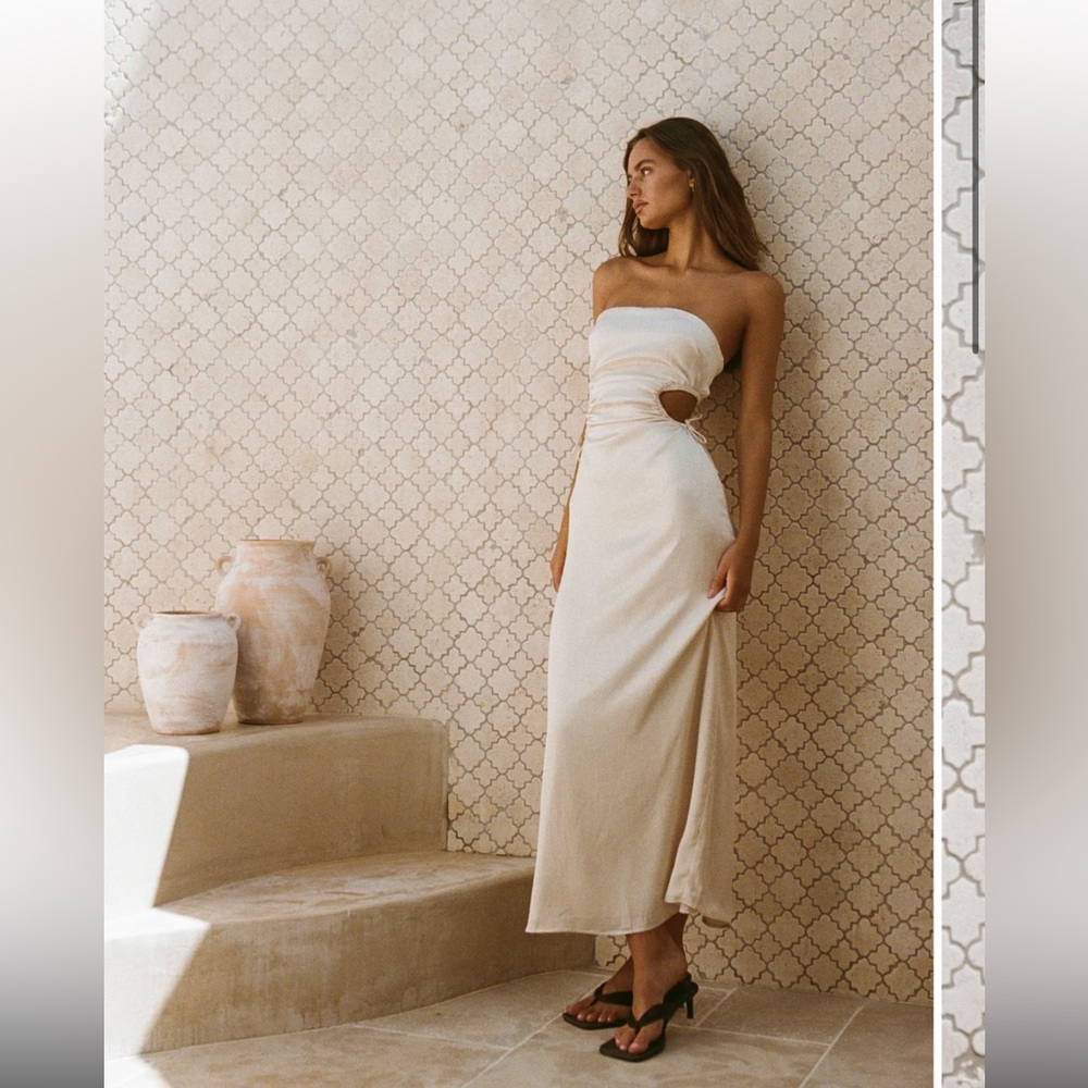 Sabo Skirt Caleigh Midi Dress- New With Tags Strapless with Cutouts